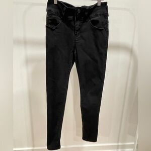 Monkey Ride Jeans Womens Hi Rise Skinny Size 7/28 Black Stretch 3 Button Waist